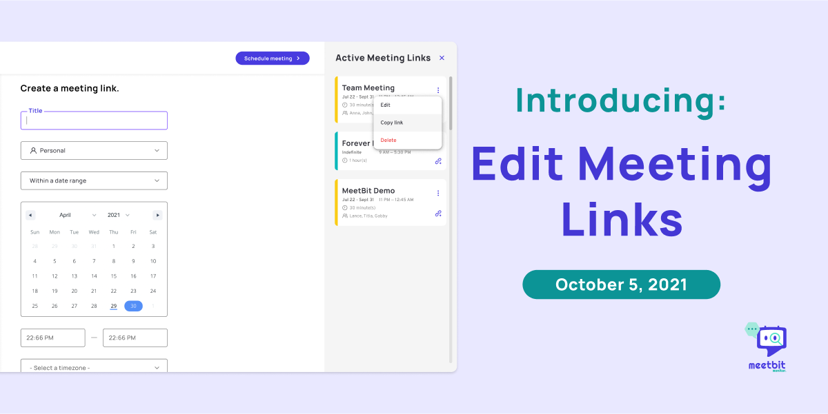 What's new on Meetbit: Edit meeting links